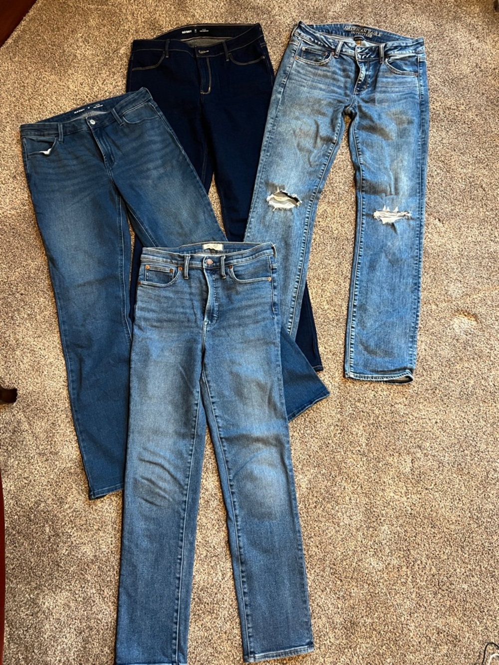 4 Pair of jeans, one price!  10 Tall. Madewell, American Eagle, Old Navy